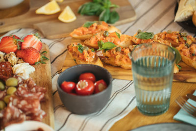 Whole table of home-prepared healthy food