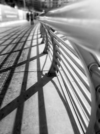 Close-up of railings on footpath