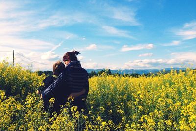 Scenic view of field against clear sky