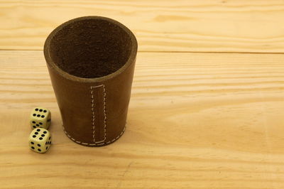 High angle view of coffee on table