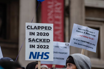 Close-up of information sign