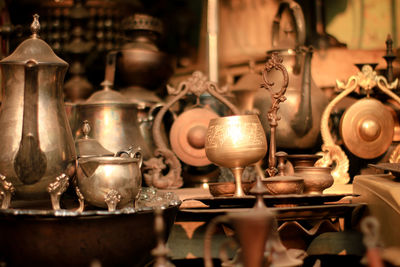 Close-up of objects in market stall