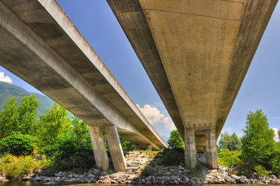 Low angle view of bridge over road