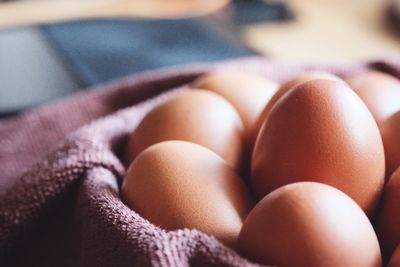 Close-up of eggs in container