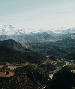 Aerial view of a mountain range