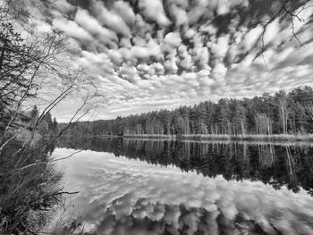 Scenic view of lake against sky during winter