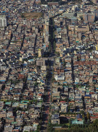 High angle view of buildings in city