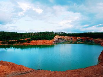 Scenic view of lake against sky