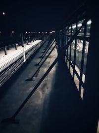 High angle view of railroad station at night