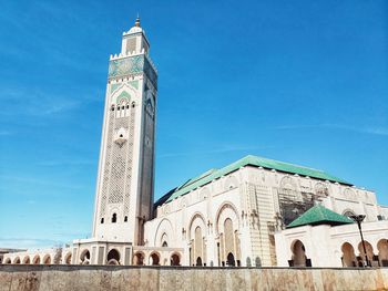 View of hassan ii mosque against blue sky