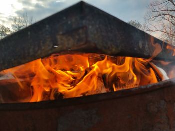 Close-up of burning candle