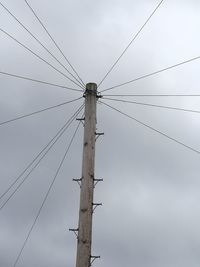 Low angle view of power lines against sky