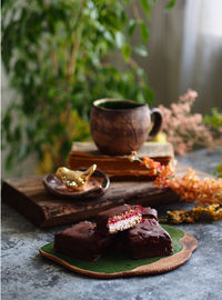 Close-up of cake on table