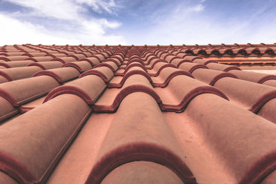 Close-up of roof tile against sky