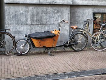 Bicycles parked on street