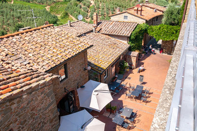 High angle view of buildings in city