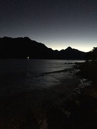 Scenic view of mountains at night