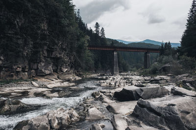 Bridge over river against sky