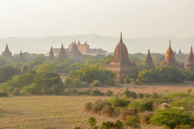 Scenic view of bagan at sunset, myanmar