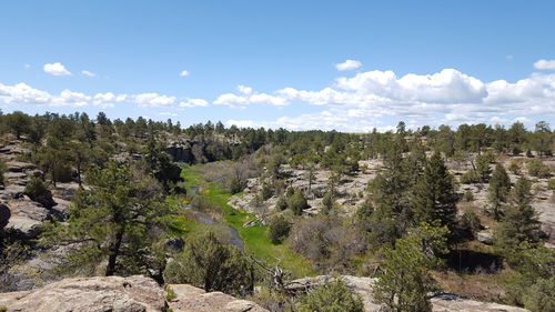 Scenic view of landscape against cloudy sky