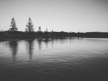 Scenic view of lake against clear sky