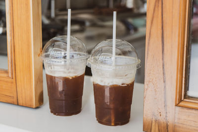 Close-up of coffee on table