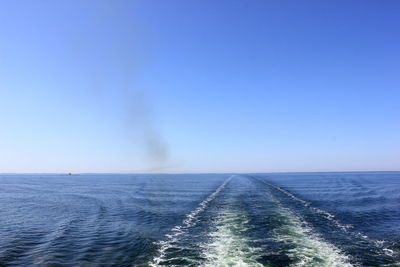 Scenic view of sea against blue sky