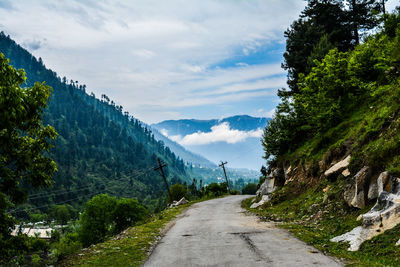 Road amidst trees against sky