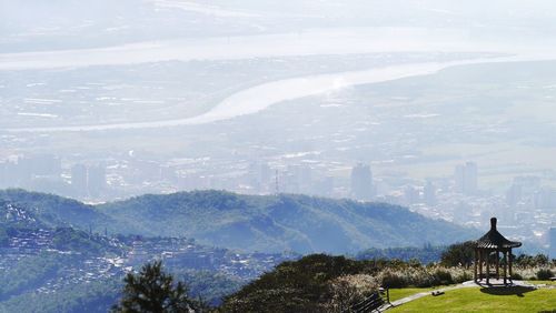 Scenic view of landscape against sky at night