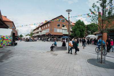 People on street in city