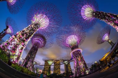 Low angle view of illuminated ferris wheel against sky