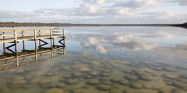 Scenic view of lake against sky