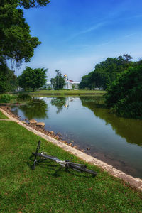 Scenic view of lake against sky