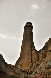 Low angle view of rock formations against sky