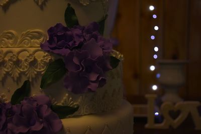 Close-up of christmas decorations on table