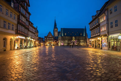 View of city street at night