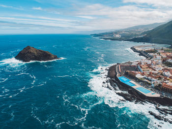 High angle view of sea against sky