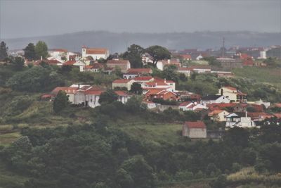 High angle view of townscape against sky