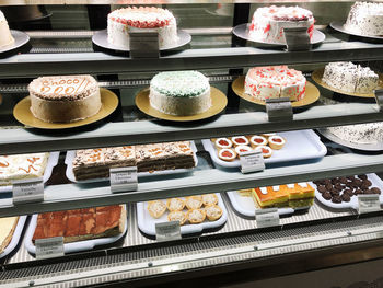 High angle view of cake for sale in store