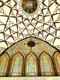 Low angle view of skylight in building