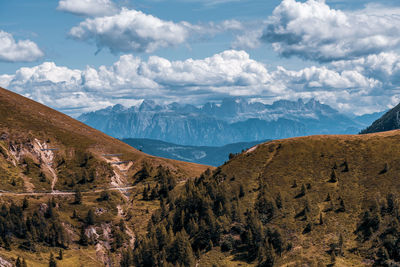 Scenic view of landscape and mountains against sky