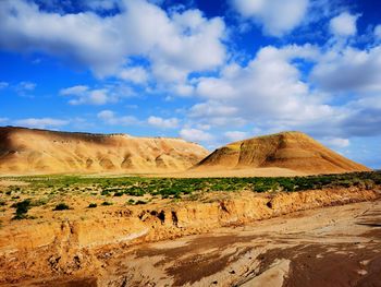 Scenic view of desert against sky