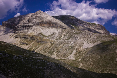 Scenic view of mountain range against sky in dolomites 