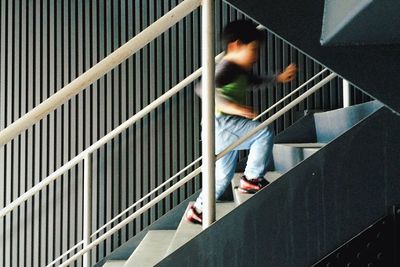 Woman standing on steps