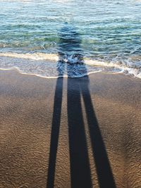 Shadow of person on beach