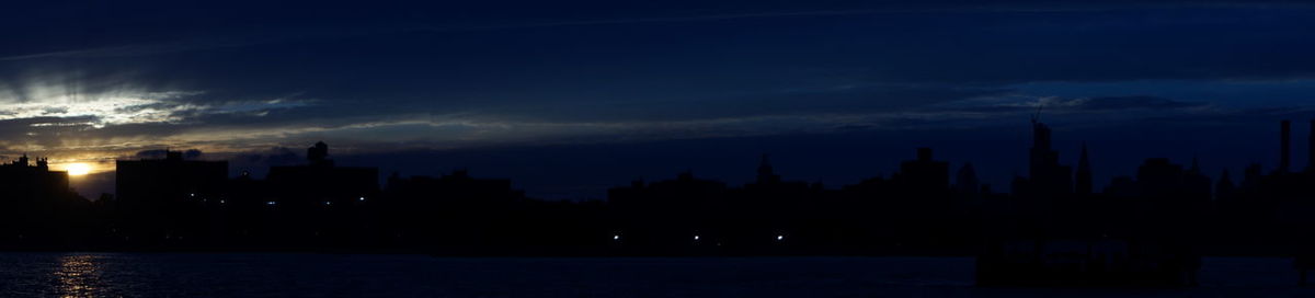 City skyline at sunset