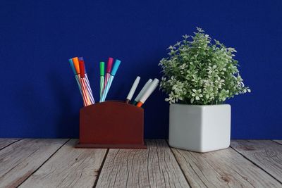 High angle view of books on table
