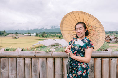 Woman at temple in nan province