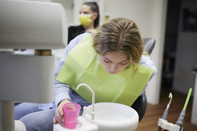 Female patient in dentist office
