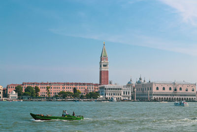 Sea view of venice and the campanile of st. mark's cathedral